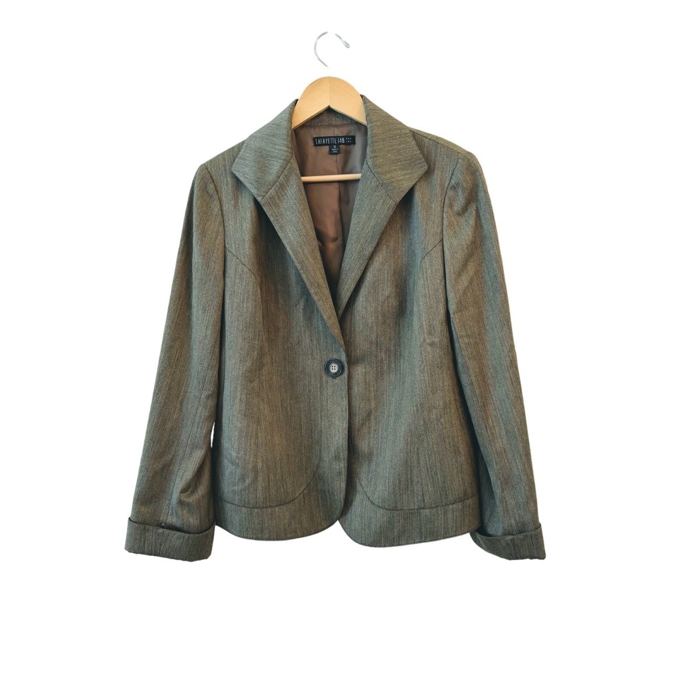 Lafayette‎ 148 Wool Blend Blazer Womens Size 10 Minimalist Quiet Luxury Capsule